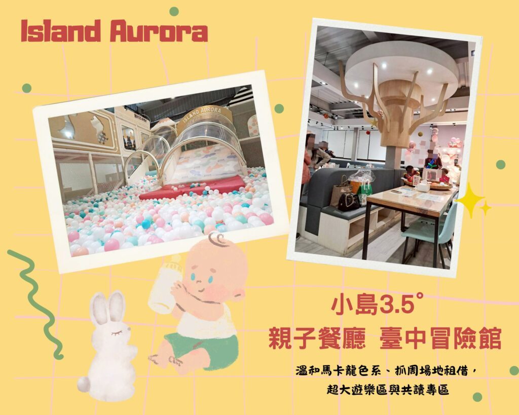  台中抓周 親子餐廳及景點推薦，小島3.5°親子餐廳 臺中冒險館有超大不限時遊戲區、台中抓周場地租借。