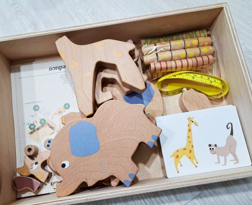 益智玩具 推薦｜Educo 長長動物製造所森林動物測量遊戲全套內容開箱