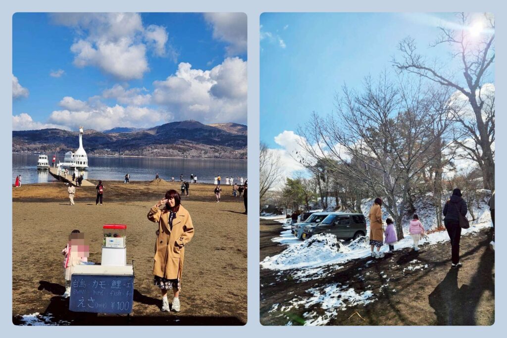  KKDAY 富士山一日遊 心得，冬季河口湖積雪體驗，3歲小孩第一次踩雪興奮畫面