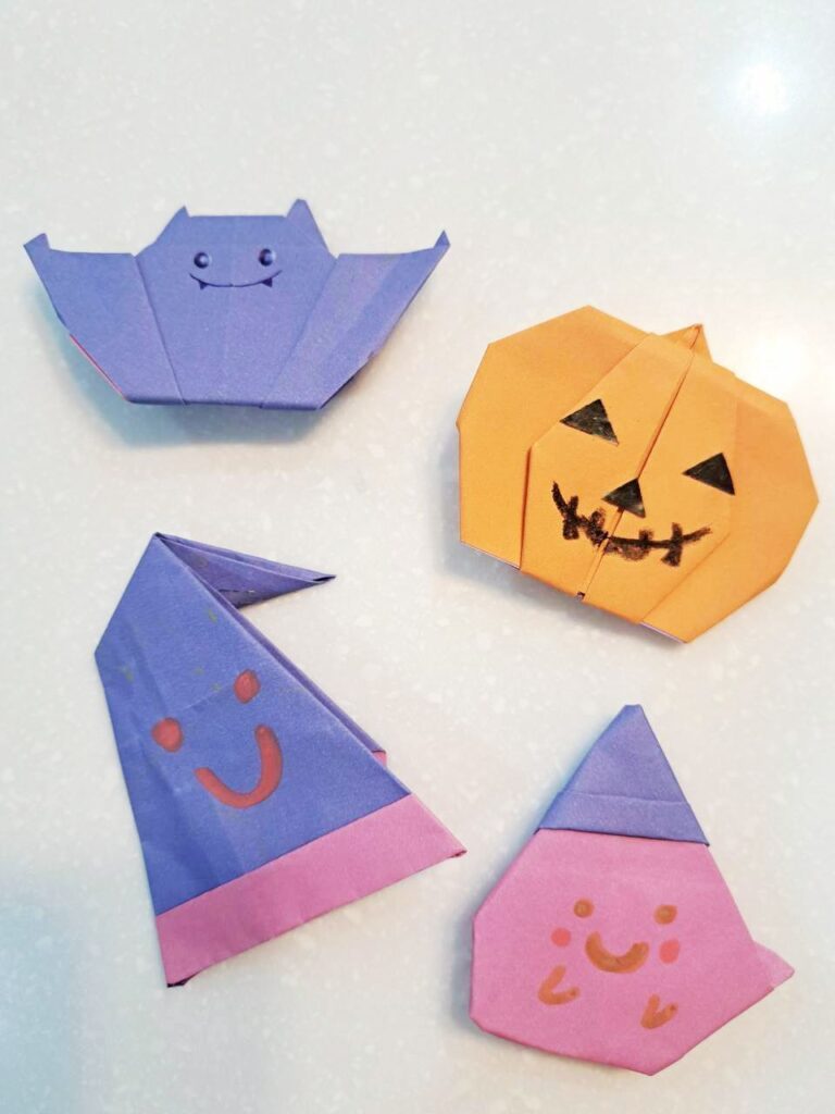 萬聖節親子手作 親子DIY萬聖節手作｜幼兒簡單摺紙南瓜、蝙蝠可愛又有成就感